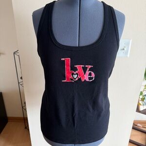 Love Is… “love” Women’s Black Graphic Print Racerback Tank Top, Size 3X (22-24)
